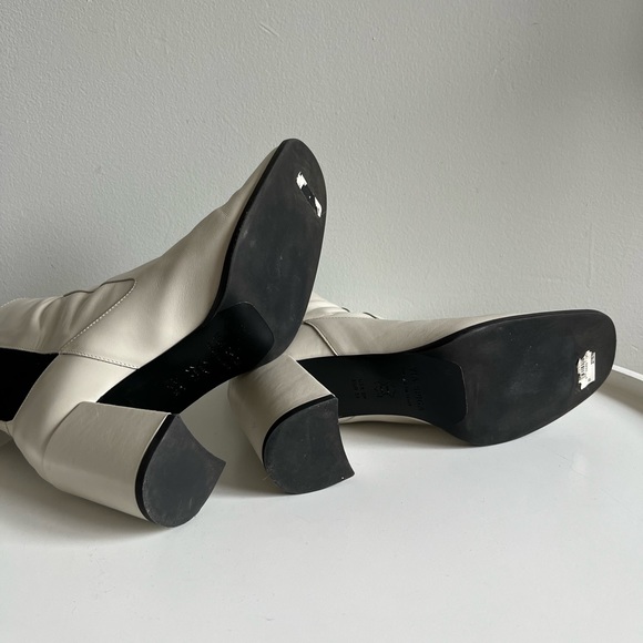 Via Spiga Delaney White Leather Square Toe Boots Size 8M - Picture 8 of 12